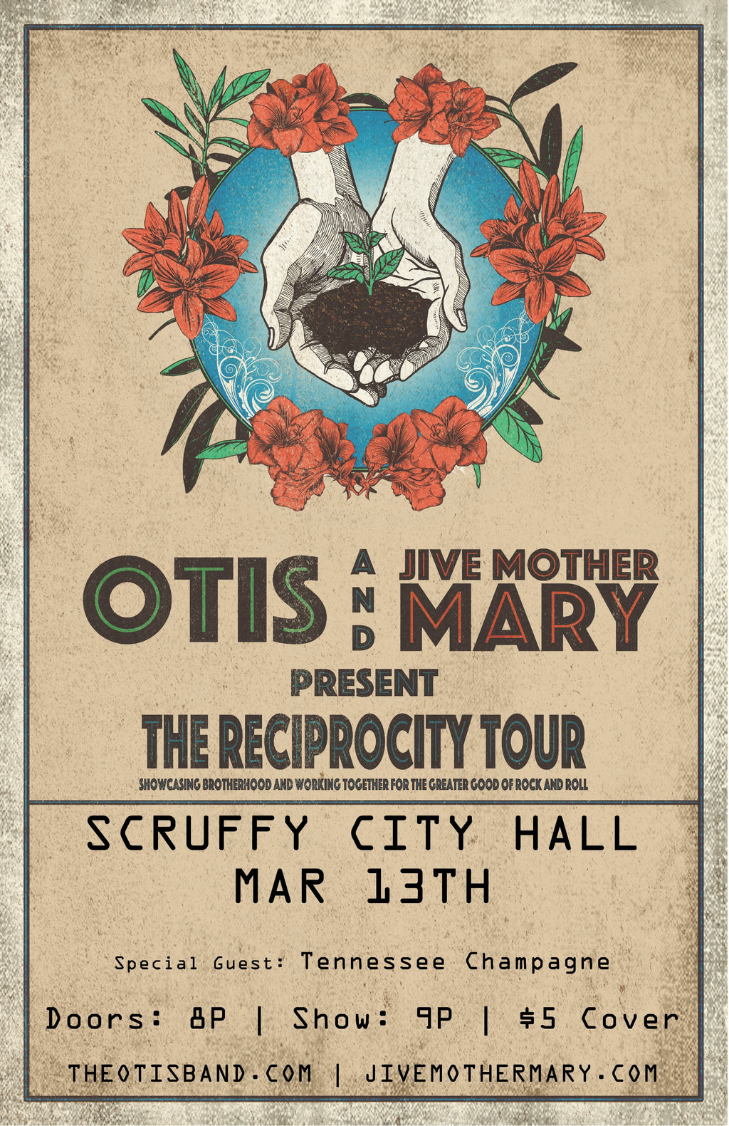 Scruffys City Hall 3/13/20 Show Flyer - Reciprocity Tour 2020